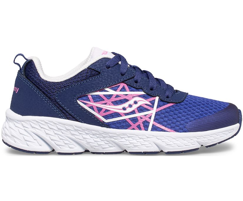 Kids' Saucony Wind Lace Sneakers Blue / Pink | Singapore 768FDNM